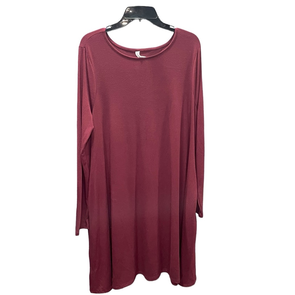 Zenana Deep Wine Red Long Sleeve‎ Scope Neck Tunic